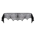 thumbnail image 5 of Juego de 5 piezas de decoraciones de Halloween, mantel de Halloween, mantel rectangular de encaje con telaraña de murciélago espeluznante, cubierta de mesa de encaje redonda, pantallas de lámpara de Halloween y cubierta de bufanda para chimenea JM, 5 of 5