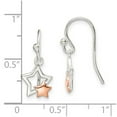 thumbnail image 2 of 925 Sterling Silver and Rose-tone Star Long Drop Dangle Earrings 21.2x8.6mm Wide Dangle Earring for Women, 2 of 2