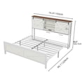thumbnail image 2 of Dextrus Rustic Wooden King Bed Frame with Bookshelf Headboard, Sliding Barn Door, and Built-in Charging Station, White Farmhouse Platform Bed, No Box Spring Required, 2 of 5