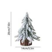 Mini Snow Flocked Christmas Tree Small Wooden Base White Snow Pine Tree for Xmas Artificial Tabletop Tiny Decoration for Bedroom Table Desk Home Party Decor Supplies, 7.8 Inch
