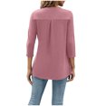 thumbnail image 5 of 3/4 Sleeve Tee Shirts for Women Notch V Neck Top Solid Color Dressy Casual Blouses Pullover T Shirt Tops Tunic, 5 of 8