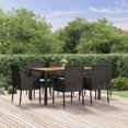thumbnail image 1 of vidaXL 7 Piece Garden Dining Set with Cushions Black Poly Rattan, 1 of 5