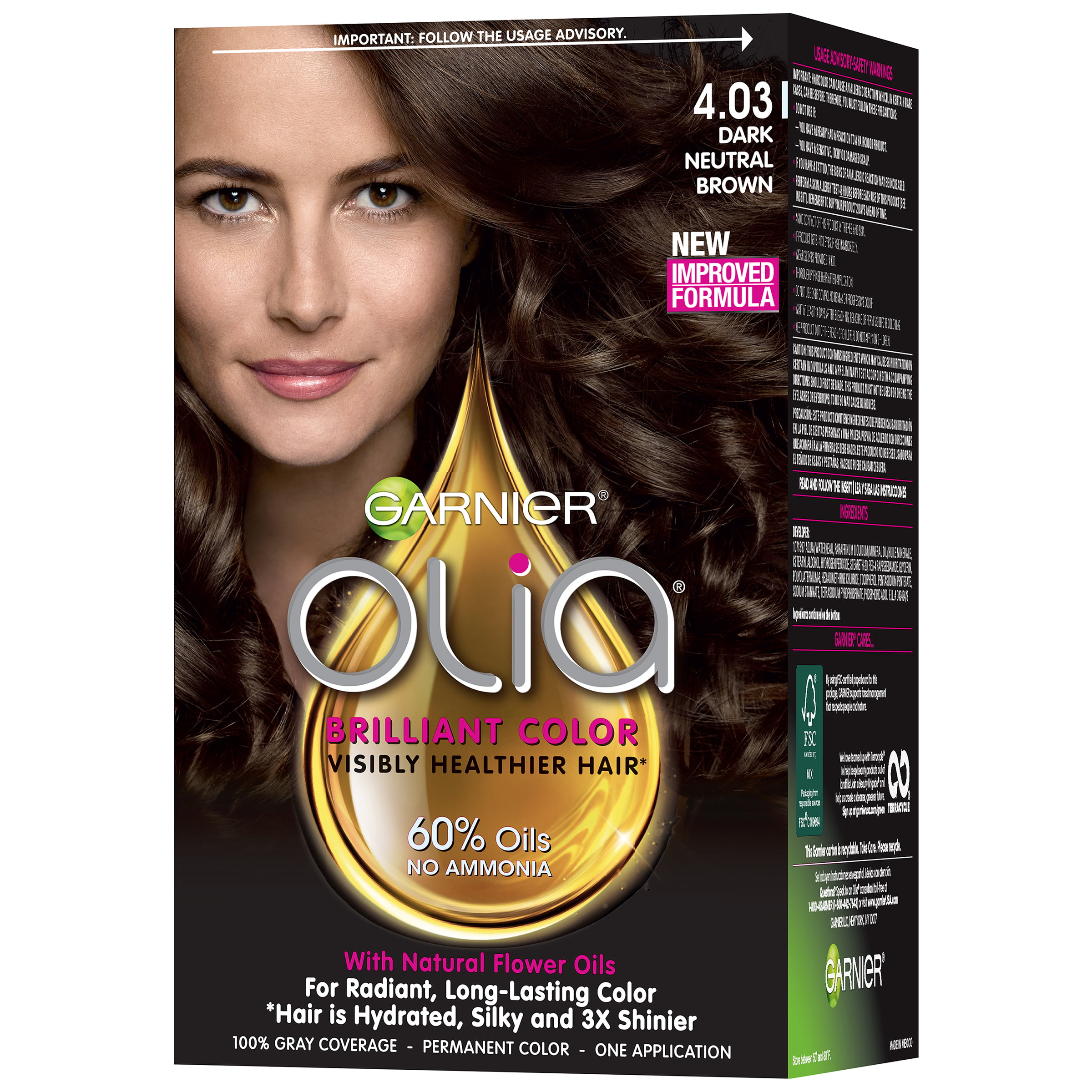 Garnier Hair Color Olia Oil Powered Permanent Color,  Dark Neutral Brown  (Packaging May Vary) 