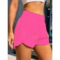 thumbnail image 2 of Women'S Athletic Shorts High Waisted Running Shorts Pocket Sporty Short Gym Elastic Workout Shorts Rose Red L, 2 of 3