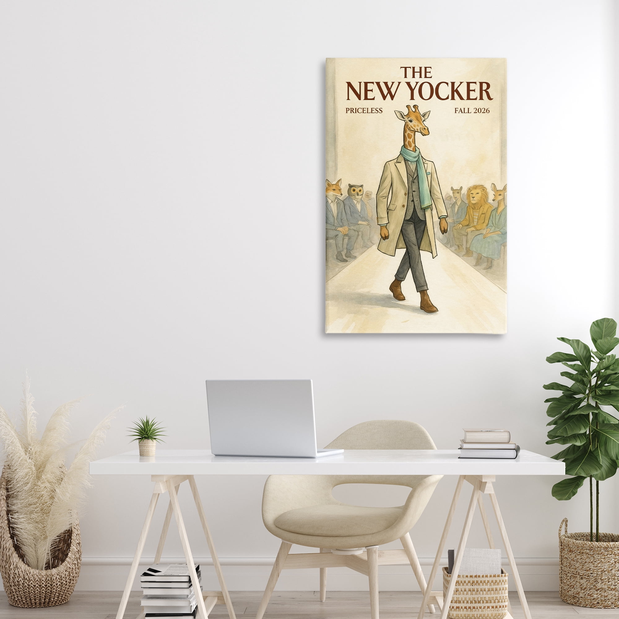 Stupell Industries New Yocker Giraffe Model Canvas Wall Art, design by Grotto Studios
