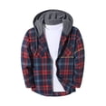 thumbnail image 4 of Wuxian Men's Flannel Hoodie Shirts Casual Button Down Plaid Shirt Jackets For Men Long Sleeve Stylish Hooded With Pockets, 4 of 6