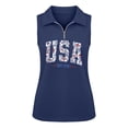 thumbnail image 5 of CAIXIA 4Th Of July Shirts Women Summer Sleeveless Tank Tops Zipper V Neck Ribbed Dressy Casual Blouses America 250 Flag Loose Business Polo Shirts, 5 of 5