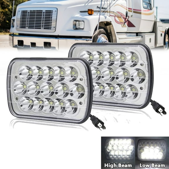Pair 7x6" 5x7 LED Headlights H6054 HI-LO LAMP Fit for Freightliner FL50/60/70/80/112