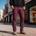 thumbnail image 7 of GINGTTO Men's Stretch Casual Plaid Chino Pants Slim Fit Dress Pants, 7 of 7
