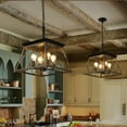thumbnail image 5 of Retro Farmhouse Chandelier for Dining Room, Kitchen Island Pendant Lighting with 4-Lights(No bulb), Classic Ceiling Pendant Lighting Lamp for Living Room, Walnut + Black, 5 of 6