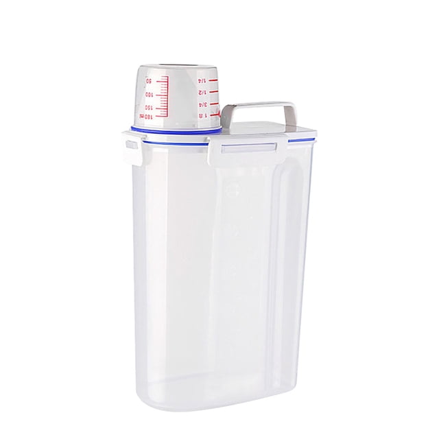 BINGLI 6.6 Lbs Rice Airtight Dry Food Storage Container, Rice Storage Bin Cereal Containers Dispenser, Thicken Plastic Clear Food Storage Box with Pouring Spout, Measring Cup for Grain 