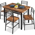 thumbnail image 1 of Songqin 5-Piece Modern Dining Set W/Steel Frame, Space Saving Rectangular Kitchen Table W/ 4 Matching Chairs & Storage Rack for Apartments, Kitchens & Dining Rooms - Medium Brown/Black, 1 of 14