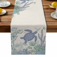 thumbnail image 2 of Burlap Table Runner 36 Inches Long, Watercolor Sea Turtle Seaweed Coral Non-Slip Kitchen Table Runners for Dining Room Everyday Use Party Table Decorations Ocean Theme on Beige, 2 of 9