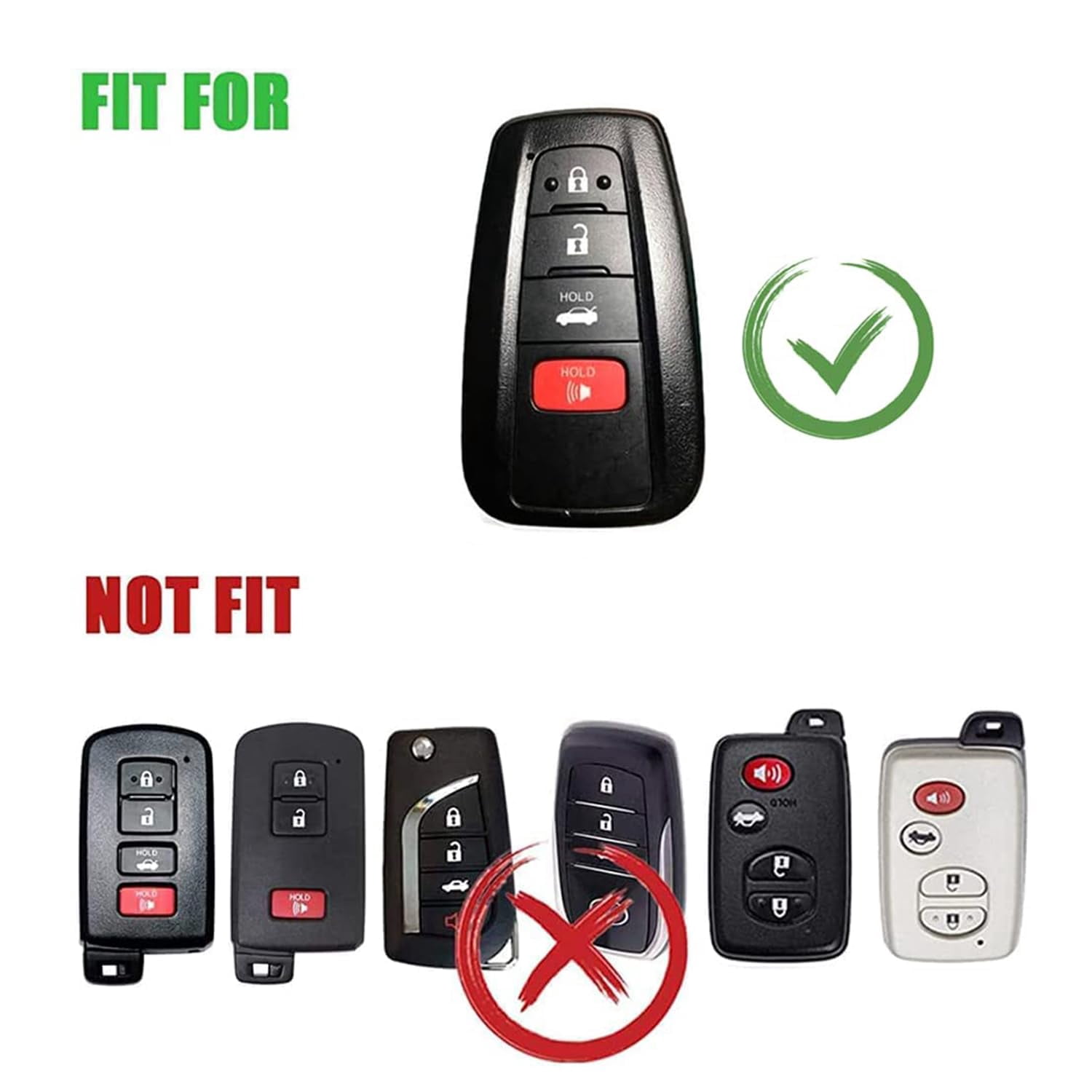 Zinc Alloy Smart Remote Car Key Fob Case Cover Protector Shell Compatible for Toyota RAV4 Camry Corolla Avalon C-HR Prius GT86 Highlander 2018-2024