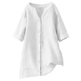 thumbnail image 4 of Tweang Linen Long Sleeve Shirt Women Collared Roll Up Long Sleeve Golf Shirt Button Down Shirts Button Down Shirt Linen Button Down Shirt Oversized Boyfriend Shirts Solid Color Business White 2XL, 4 of 9