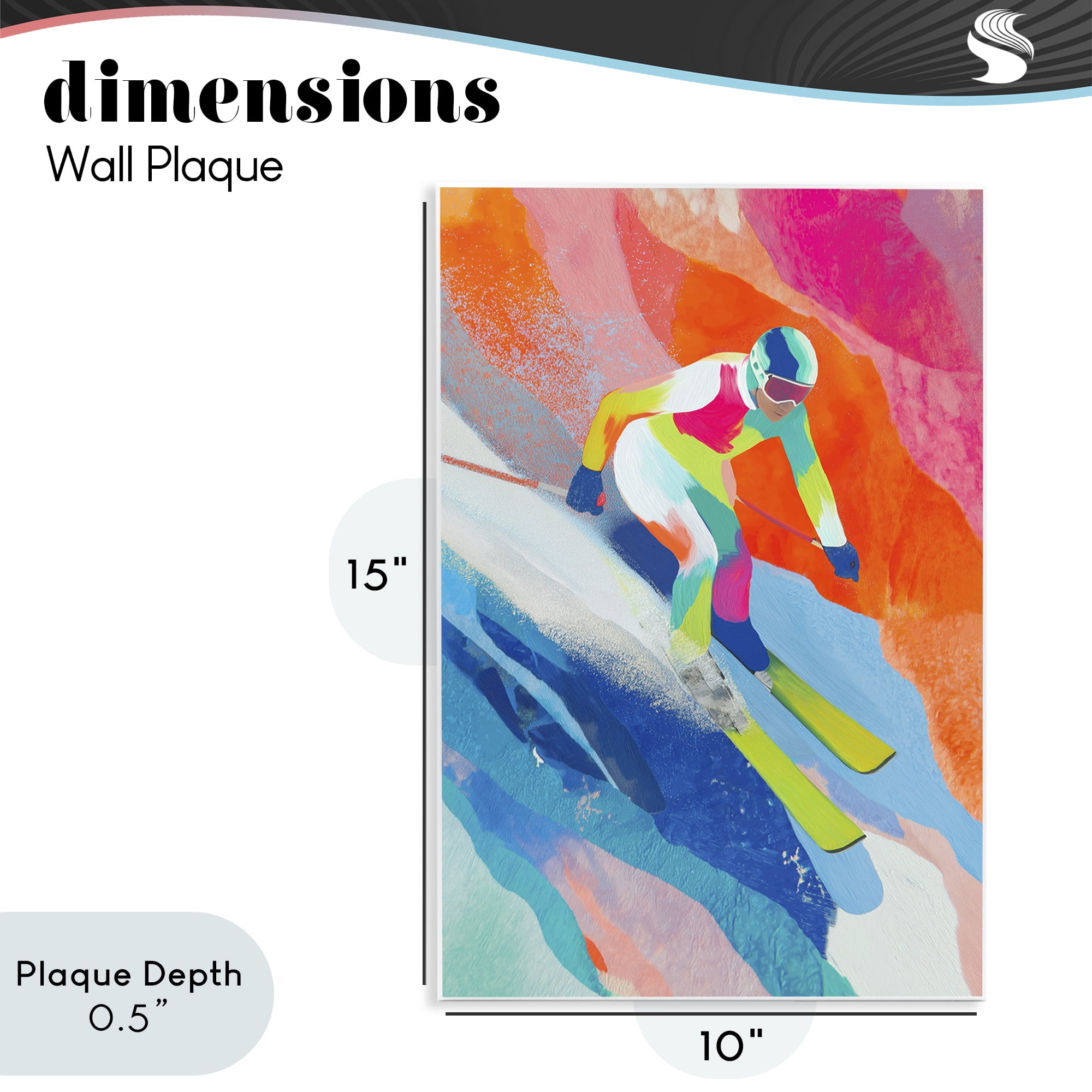 Stupell Industries Skiing Down Neon Slopes Wall Plaque Art, design by Chromatic Storm Studio