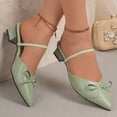 thumbnail image 6 of Samdudou Dress Shoes for Women Elegant Closed Pointed Toe Low Block Heel Slip On Mules Delicate Bow Accent Elastic Ankle Strap Office Work Pumps Evening Party Footwear, 6 of 9