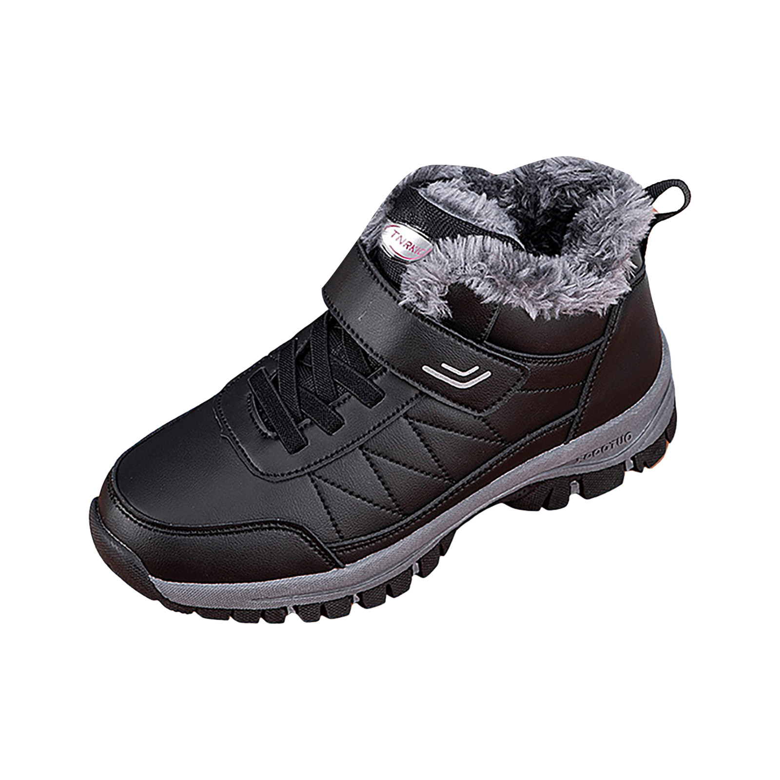 Waterproof Snow Boots for Women Outdoor AntiSlip Trekking Hiking Shoes Lace up Hook and Loop Plush Lined Winter Booties Black 9