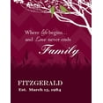 thumbnail image 2 of MuralMax Personalized Canvas Wall Decor Gifts For Him & Her - Romantic Family Tree & Lovebirds With Name & Date - Anniversary, Retirement Milestone Parties - Burgundy - Canvas Size 11 x 14, 2 of 6
