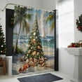 thumbnail image 3 of Christmas Shower Curtain Seashell Xmas Tree Bathroom Curtains with Hooks, Waterproof Fabric Beach Palm Tree Boat Cloud Bath Shower Curtains Set for Bathroom Bathtubs Xmas Decor 72x72 Inch, 3 of 9