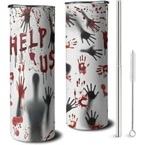 20oz Halloween Skinny Tumbler with Lid and Straw, Stainless Steel Insulated Gohst Pumpkin Cup Halloween Skeleton Coofee Mug Gifts for Women Men