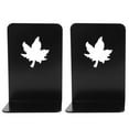 thumbnail image 1 of 1Pair Simple Style Black Book Stand Metal Bookends for School Home Table Decor(Leaf), 1 of 7