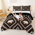 thumbnail image 3 of jejeloiu Southwestern Bear Full Size Comforter Sets,Aztec Print Bedding Comforter Set For Boys,Brown Black,Black Reversible,3 Pieces,1 Comforter and 2 Pillowcases, 3 of 7