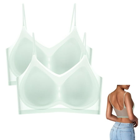 

Riforla 2PC Women s Comfortable Ultra Thin Silk Beautiful Back Seamless Anti Sagging Sports Bra Blue XXXL
