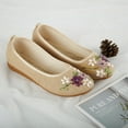thumbnail image 4 of Women Vintage Embroidered Flats Flower Slip On Cotton Fabric Liner Comfortable Flat Shoes, 4 of 9