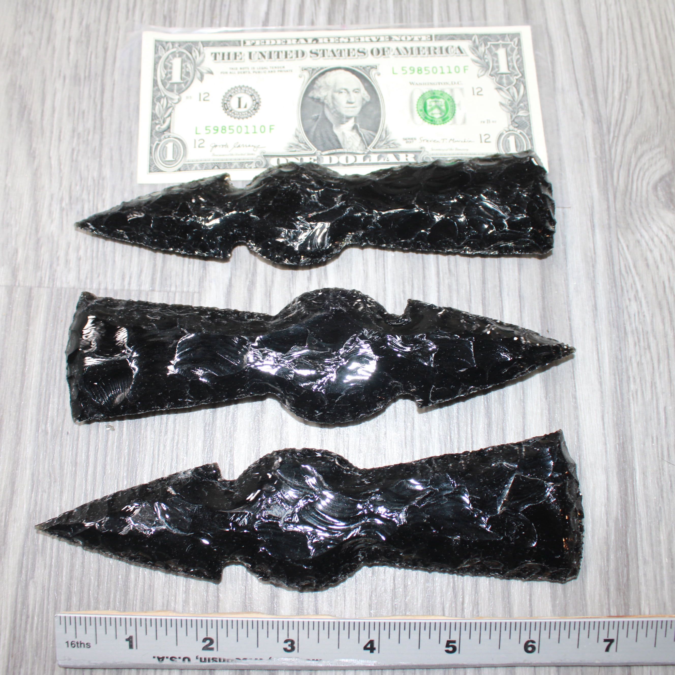 3 Obsidian Ornamental Tomahawk Heads  #3463    Axe Hatchet Ax