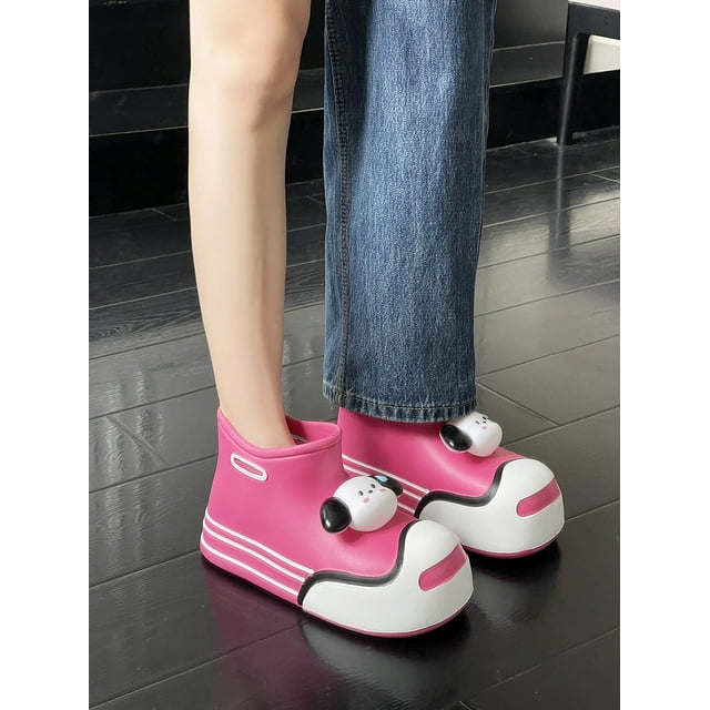 Botas de lluvia EVA para niños y mujeres, botas divertidas de dibujos animados para las cuatro estaciones, botas cortas de suela gruesa para niñas