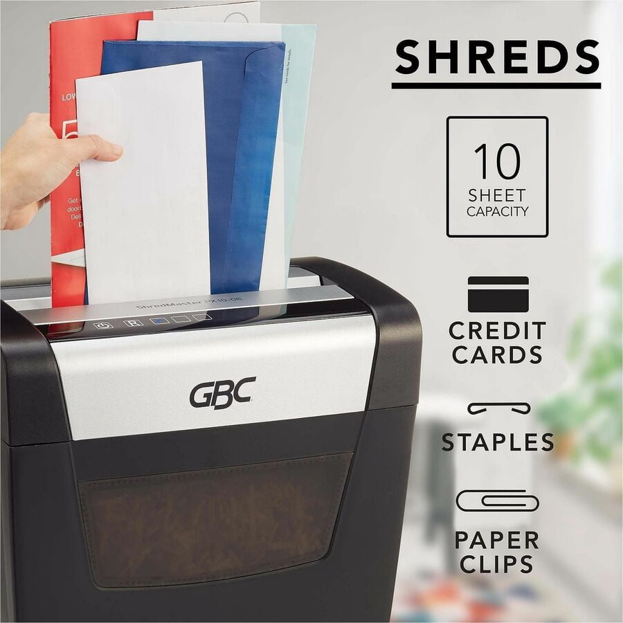 GBC, GBC1757405, ShredMaster PX10-06 Super Cross-Cut Paper Shredder, 1 Each, Black,Chrome