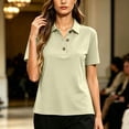 thumbnail image 6 of TGSLY Women's Work Golf Shirts Soft Breathable Collared Short Sleeve Tops Relaxed Dressy Casual Half Button Down Solid Color Blouses L, 6 of 7