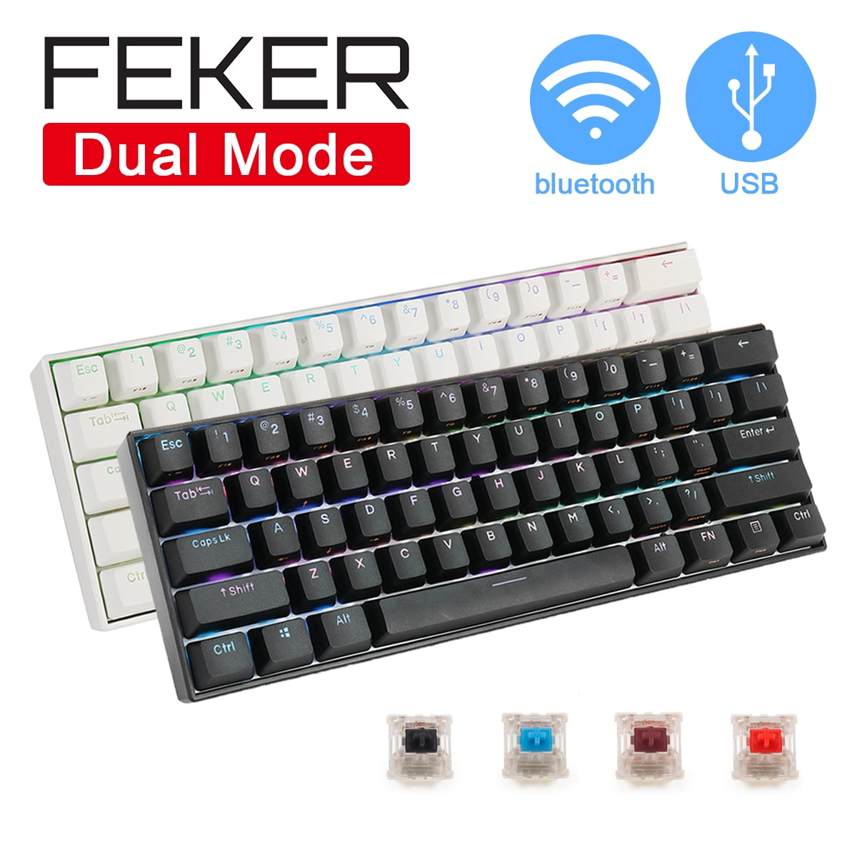 ForHe Translucent Double Shot PBT 104 KeyCaps Backlit for Cherry MX Keyboard Switch 8 Colors Optional 