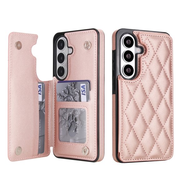 Kryonix For Samsung Galaxy S26 Case Leather Wallet with Card Holder, RFID Blocking PU Leather Flip Cover Kickstand Magnetic Closure Shockproof Heavy Duty Protective Case,Black/Pink/Brown