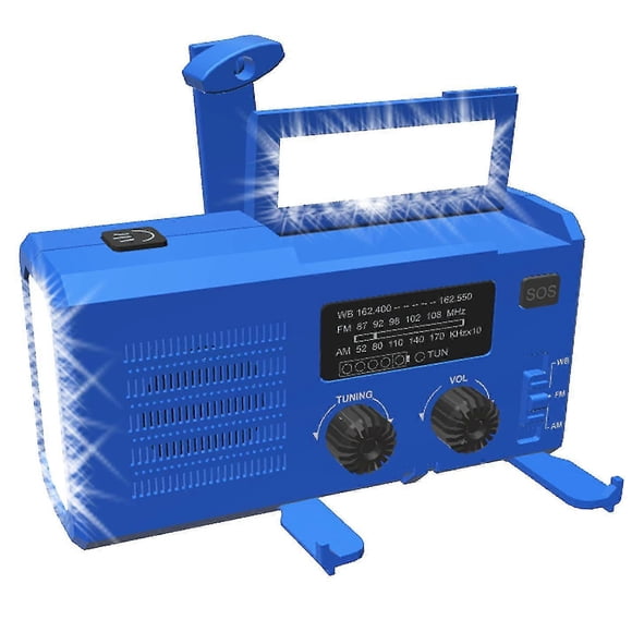(blue)Am-Fm Dual Band Radio Manual Solar Emergency Radio Pocket Radio Mobile Phone Emergency Power Supply