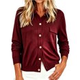 thumbnail image 3 of Tqcoqu Long Sleeve Button Down Lightweight Knit Cardigans for Women, Early Fall Fashion Open Front Sweater Tops with Patch Pocket, 3 of 6