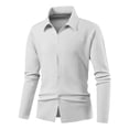 thumbnail image 6 of Zivyakyro Fall Shirt for Men Long Sleeve Waffle Casual Button down Shirts Solid Loose Collared White L, 6 of 7