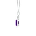 thumbnail image 2 of ANGARA Natural Emerald-Cut Amethyst Pendant with Diamond Trio in 925 Sterling Silver for Women (Size-7x5mm) | February Birthstone, Anniversary, Jewelry Gift for Women | Natural Amethyst Necklace, 2 of 8