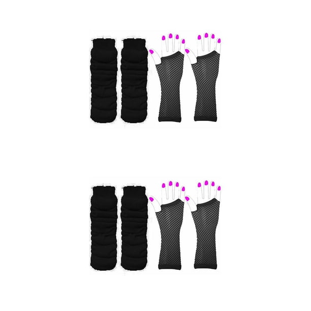 Minnieouse Conjunto de accesorios para guantes de red, adorno de vestir, guantes largos elásticos, accesorio de ropa, adornos de mano, Negro 2piezas