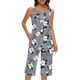 thumbnail image 1 of Conjunto de Ropa de Estar de Mujer Cuello Redondo Impresión Blusa sin Mangas Pantalones Cortos, Pantalones de Cintura Elástica para las Mujeres, 1 of 7
