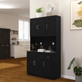 thumbnail image 3 of MAYEERTY 71-Inch Kitchen Pantry Storage Cabinet, Freestanding Hutch with Microwave Countertop 6 Doors 1 Drawer Black, 3 of 6