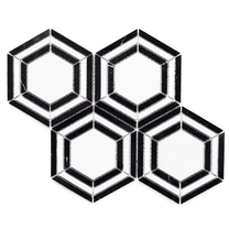 The Tile Life Santorini Hexagon Nero Marble Mosaic Tile Sample - 4 x 4 in. - Honed - 1-Piece - Floor, Wall & Backsplash