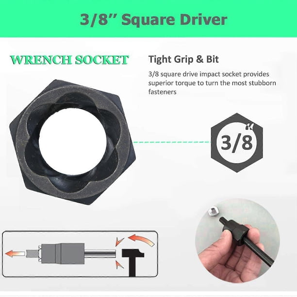 11Pcs Impact Bolt Nut Remover Set Nut Extractor Twist Socket 9-19MM Locking Wheel Metric Bolt Remover Tool Set