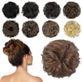 thumbnail image 2 of Extensión de moño de cabello humano, pieza de cabello de moño desordenado, coleteros de cabello rizado, extensiones de cola de caballo de moño para mujeres y niñas, postizo de donut Updo Bot, 2 of 5