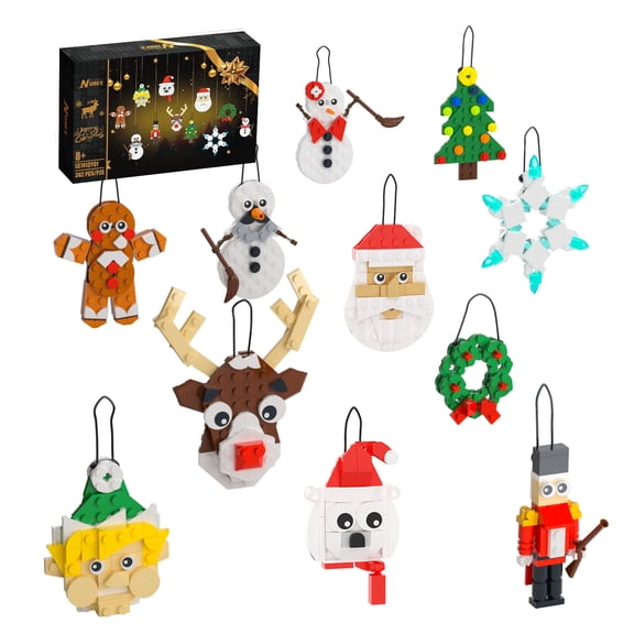 Christmas Ornaments Building Kit, Christmas Tree, Wreath, Santa, Snowman, Gingerbread, Reindeer, Nutcrackers, Snowflake, Stocking Stuffers Decor Toys Gifts for Boys Girls Kids