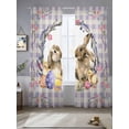 thumbnail image 2 of Easter Bunny Sheer Curtains 108 Inch Length 2 Panels Set Window Treatments, Spring Easter Eggs Chick Floral Purple Check Rod Pocket Semi Curtains for Living Room/Bedroom/Kitchen Décor, 104"W x 108"L, 2 of 7