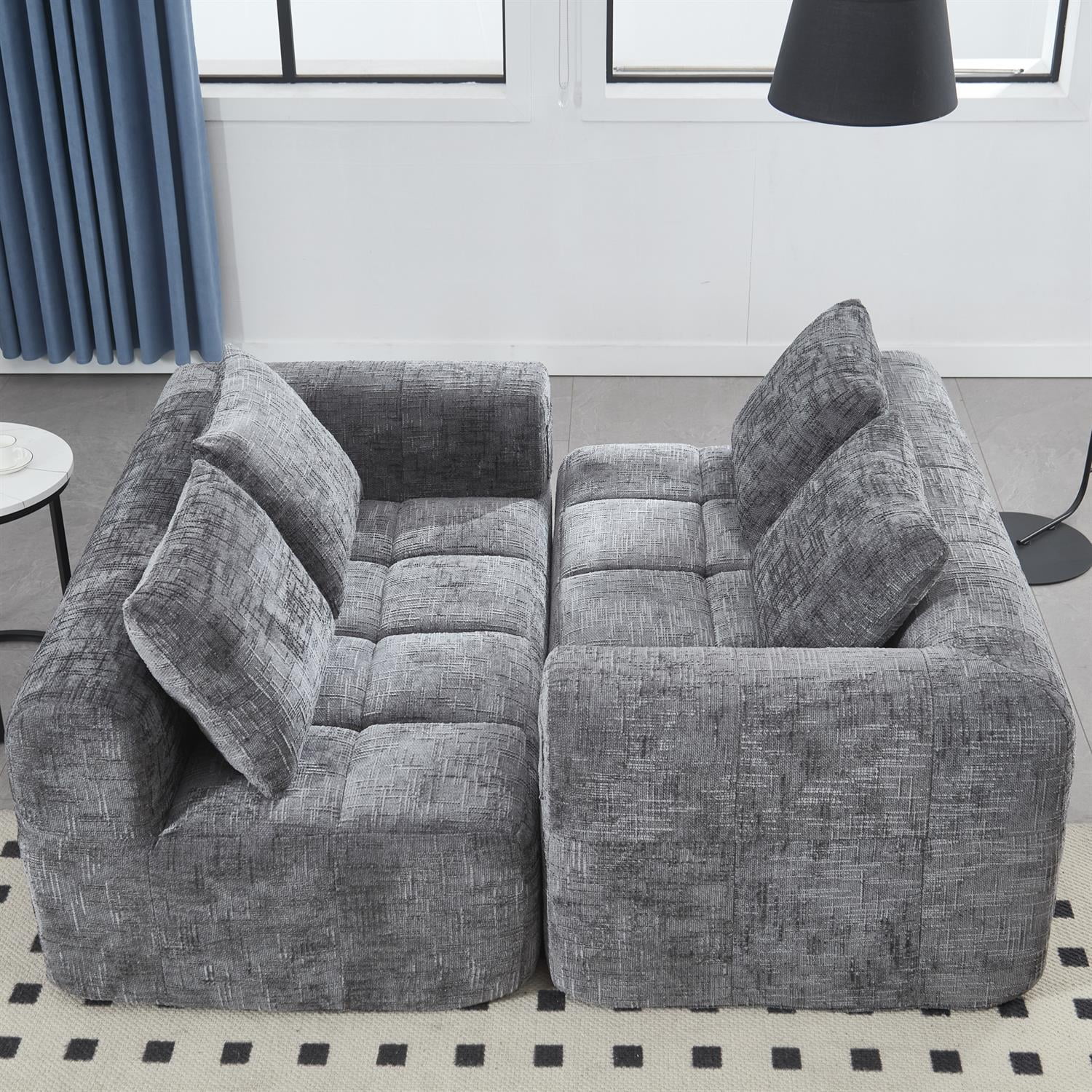 Demi Bonn 62" Plush Chenille Loveseat Sofa, Modular Sleeper for Living Room, Bedroom, Apartment Lounge, Stylish & Comfortable Couch, Gray
