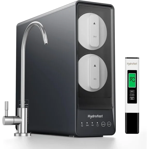 800G Undersink RO Water Purifier with 9-Stage Filtration, TDS Meter, and 5 Sec/8oz Fill Speed Hydrofast UB200T