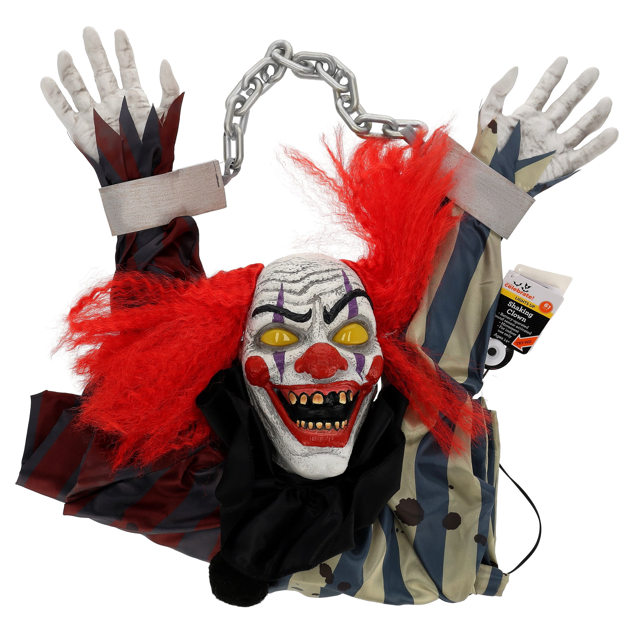 Light-Up Shaking Clown Hanging Decoration, Multicolor, 61", Halloween by Way To Celebrate